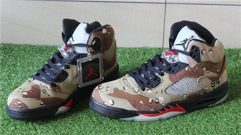 Authentic Supreme x Air Jordan 5 Camo Desert Storm